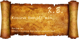 Kosina Benjámin névjegykártya